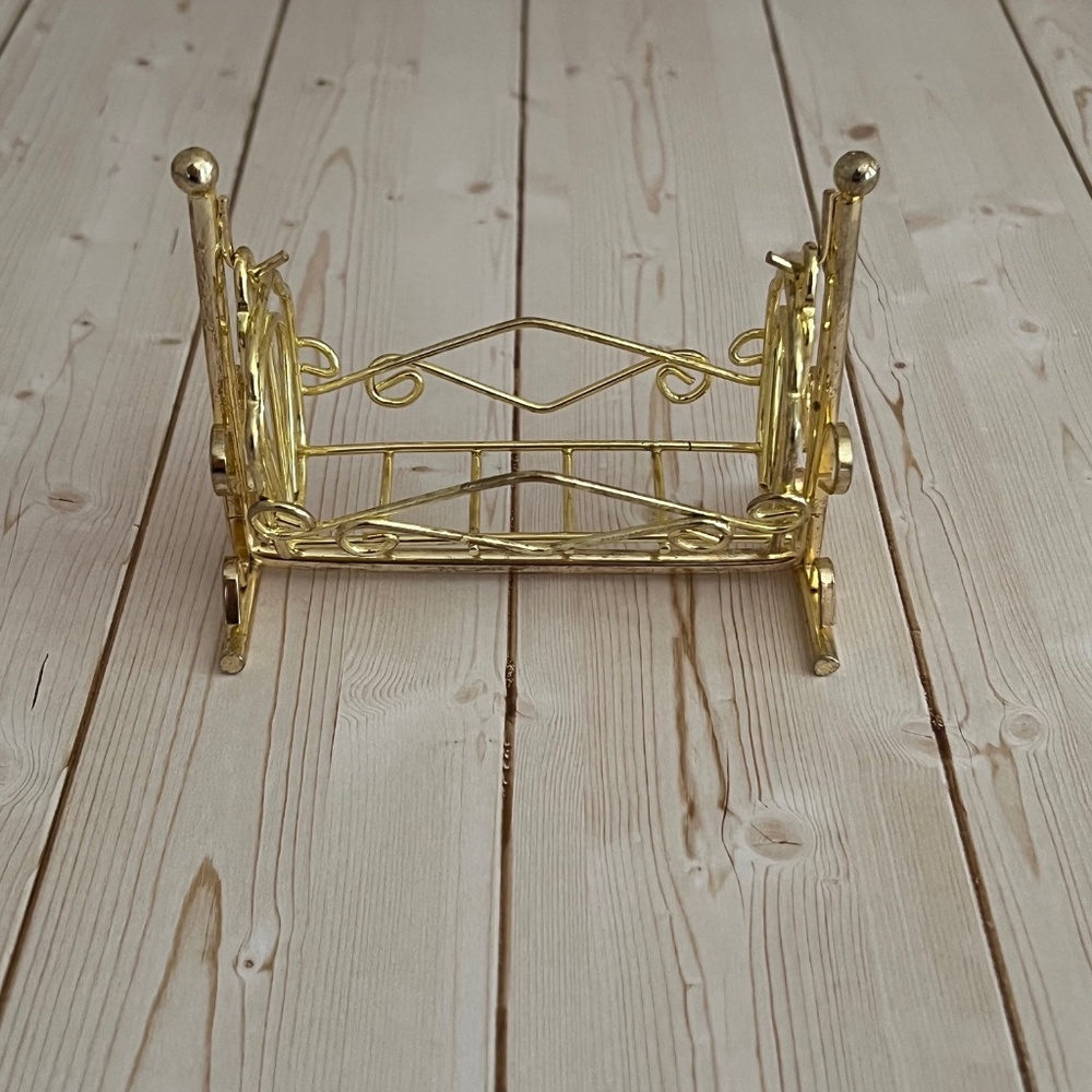 Vintage Justen Brass Miniature Dollhouse Bassinet 3.5" L x 2.5" W x 2.75" H
